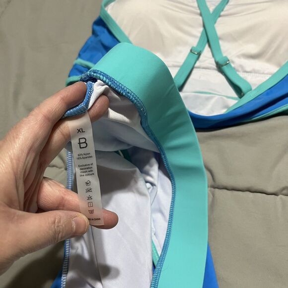 Blooming Jelly Blue Colorblock High Waist 2 Piece Padded Bikini Swimsuit Size XL - Picture 7 of 8